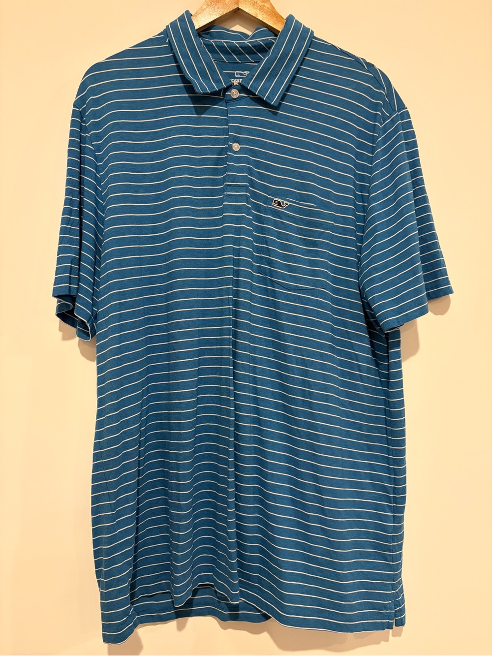 Vineyard Vines Men's Extra Large XL Classic Fit Blue Striped Cotton Polo Shirt